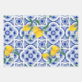 Portugese tegels, citroenen, vruchten, zomerkunst inpakpapier vel (Voorkant)