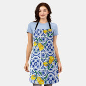 Portugese tegels, citroenen, vruchten, zomerkunst schort (Gedragen)