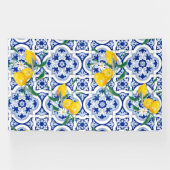 Portugese tegels, citroenen, vruchten, zomerkunst spandoek (Horizontaal)