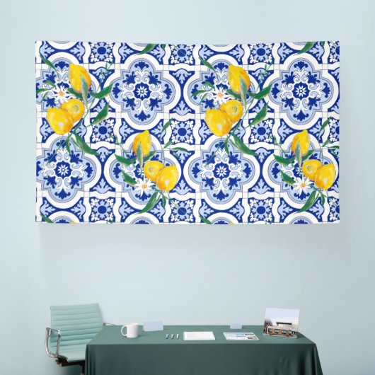 Portugese tegels, citroenen, vruchten, zomerkunst spandoek (Beurs)