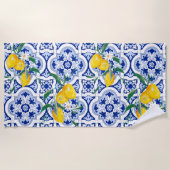 Portugese tegels, citroenen, vruchten, zomerkunst strandlaken (Voorkant)