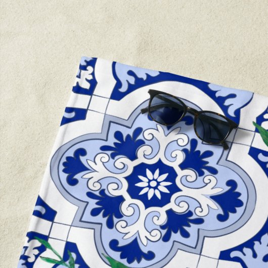 Portugese tegels, citroenen, vruchten, zomerkunst strandlaken (In situ)