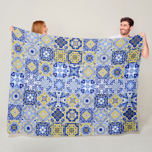 Portugese Tegels Patroon  Fleece Deken (In situ)
