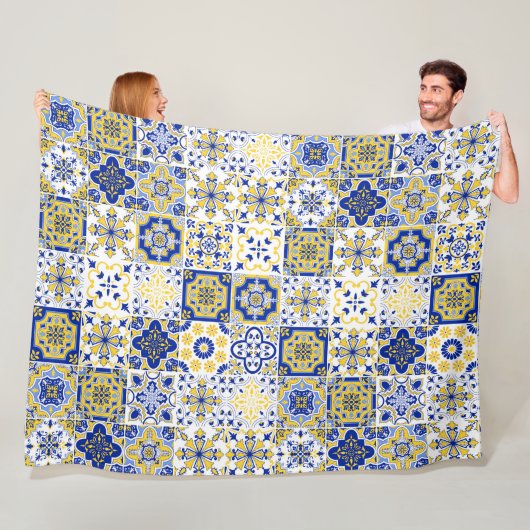 Portugese Tegels Patroon  Fleece Deken (In situ)