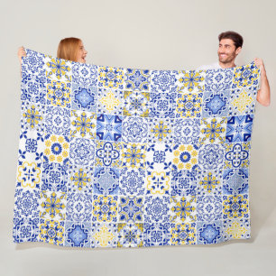 Portugese Tegels Patroon  Fleece Deken