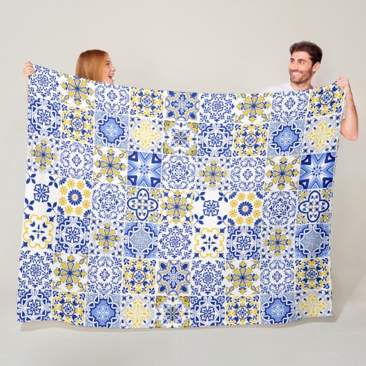 Portugese Tegels Patroon  Fleece Deken (In situ)