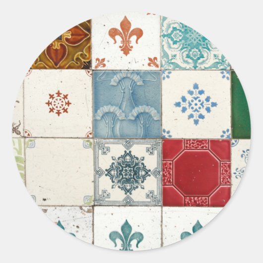 Portugese tegels ronde sticker (Voorkant)