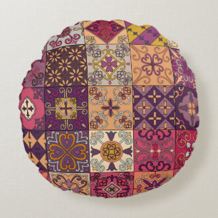 Portugese tegels: talavera stijl patroon. rond kussen