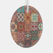 Portugese Tegels: Talavera Style Azulejo. Glas Ornament (Voorkant Rechts)