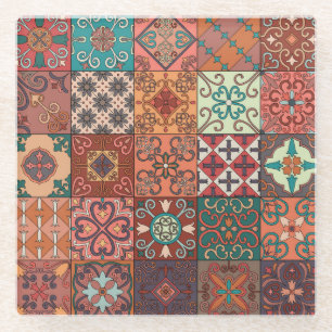 Portugese Tegels: Talavera Style Azulejo. Glazen Onderzetter