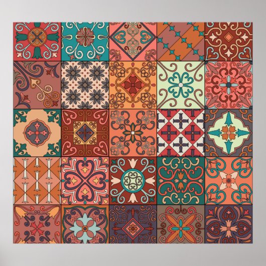 Portugese Tegels: Talavera Style Azulejo. Poster (Voorkant)