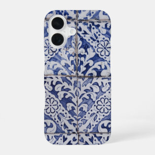 Portugese Tegelwerk - Azulejo Blauw en Wit Bloemmo iPhone 16 Hoesje