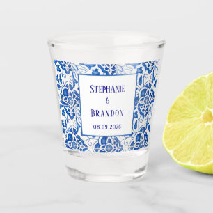 Portugese Tegelwerk Blauw Mediterrane Huwelijk Shot Glas