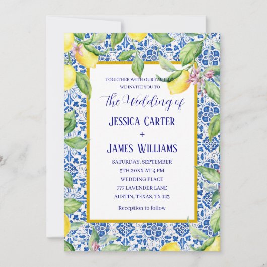 Portugese Tegelwerk Citroen Mediterraans Huwelijk Kaart (Voorkant)