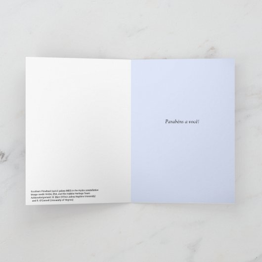 Portugese tekst spiraal galaxy blauw verjaardag kaart (Binnen)