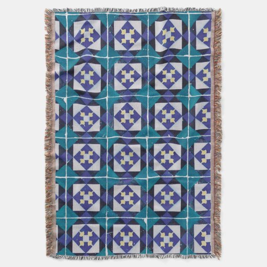 Portugese Tiles - Azulejo Diamond Geometric Deken (Voorkant Verticaal)