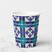 Portugese Tiles - Azulejo Diamond Geometric Papieren Bekers (Achterkant)