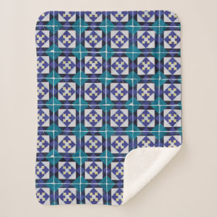 Portugese Tiles - Azulejo Diamond Geometric Sherpa Deken