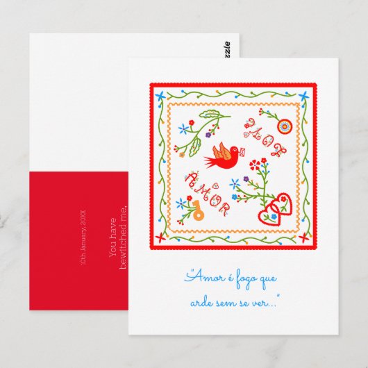 Portugese valentijnse liefdeszakdoeken briefkaart (Voorkant / Achterkant)