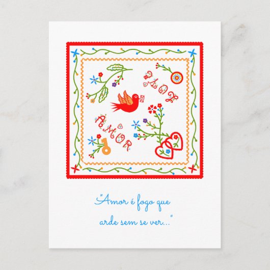 Portugese valentijnse liefdeszakdoeken briefkaart (Voorkant)