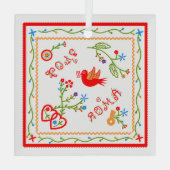 Portugese valentijnse liefdeszakdoeken glas ornament (Achterkant)