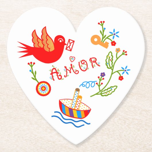 Portugese valentijnse liefdeszakdoeken kartonnen onderzetters (Voorkant)