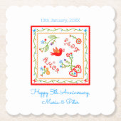 Portugese valentijnse liefdeszakdoeken kartonnen onderzetters (Voorkant)