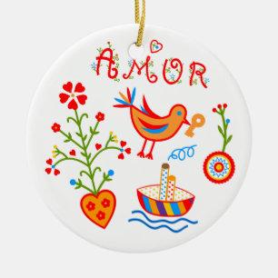 Portugese valentijnse liefdeszakdoeken keramisch ornament
