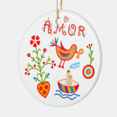 Portugese valentijnse liefdeszakdoeken keramisch ornament (Links)