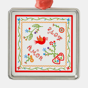 Portugese valentijnse liefdeszakdoeken metalen ornament