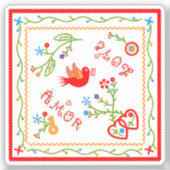 Portugese valentijnse liefdeszakdoeken sticker (Voorkant)