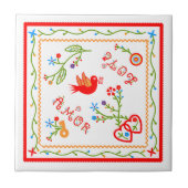 Portugese valentijnse liefdeszakdoeken tegeltje (Voorkant)