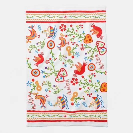 Portugese valentijnse liefdeszakdoeken theedoek (Verticaal)