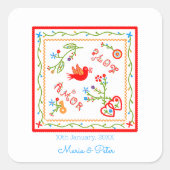 Portugese valentijnse liefdeszakdoeken vierkante sticker (Voorkant)