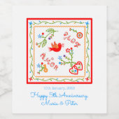 Portugese valentijnse liefdeszakdoeken wijn etiket (Enkel label)