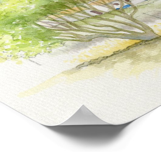 Portugese villa en boom poster (Hoek)