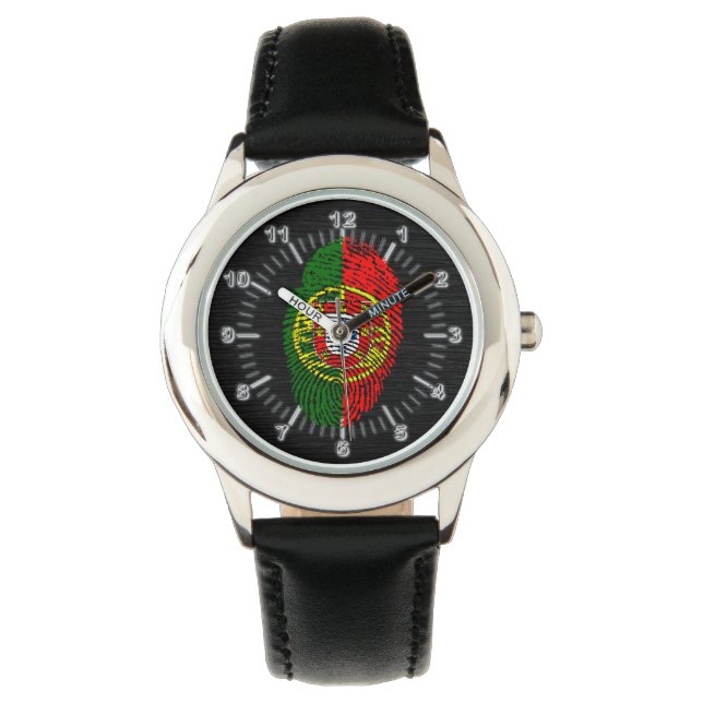 Portugese vingerafdrukvlag horloge (Voorkant)