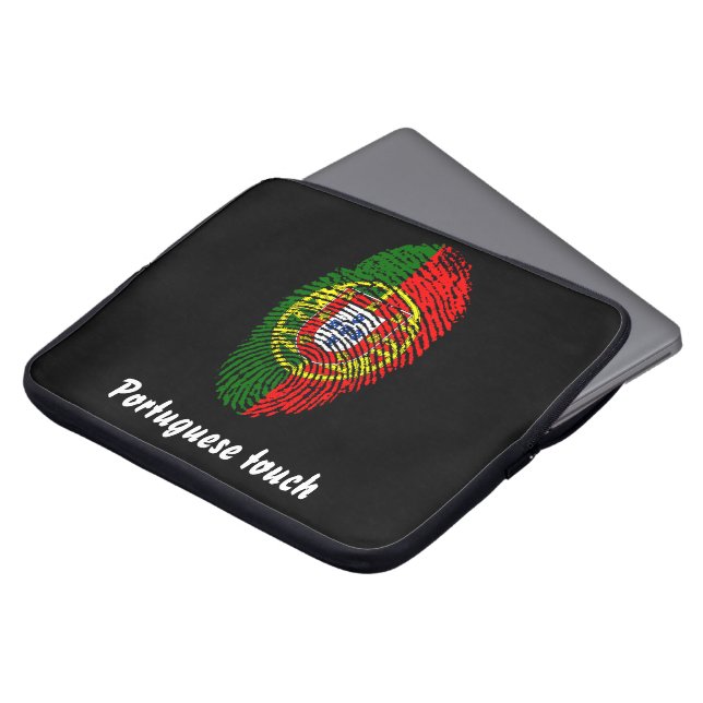 Portugese vingerafdrukvlag laptop sleeve (Voorkant top)