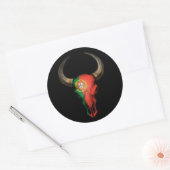 Portugese vlag Bull Skull op zwart Ronde Sticker (Envelop)
