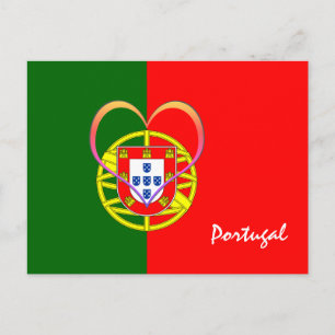 Portugese vlag en hart - Portugal/sportfans Briefkaart