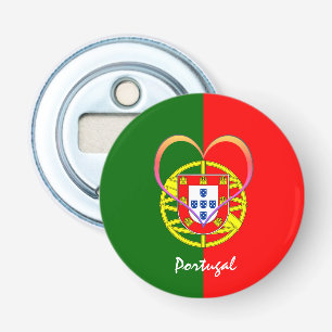 Portugese vlag en hart - Portugal/sportfans Button Flesopener