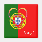 Portugese vlag en hart - Portugal/sportfans Magneet (Voorkant)