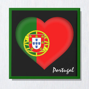 Portugese vlag en hart, Portugese vakantie/sport Magneet