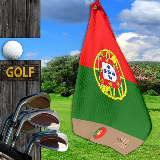 Portugese vlag en Portugal monogrammen Golf Towel Golfhanddoek