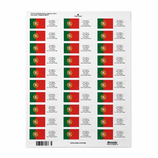 Portugese vlag etiket (Full Sheet)