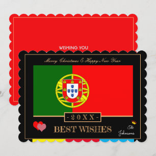Portugese vlag & gelukkig nieuwjaar/beste wensen feestdagenkaart