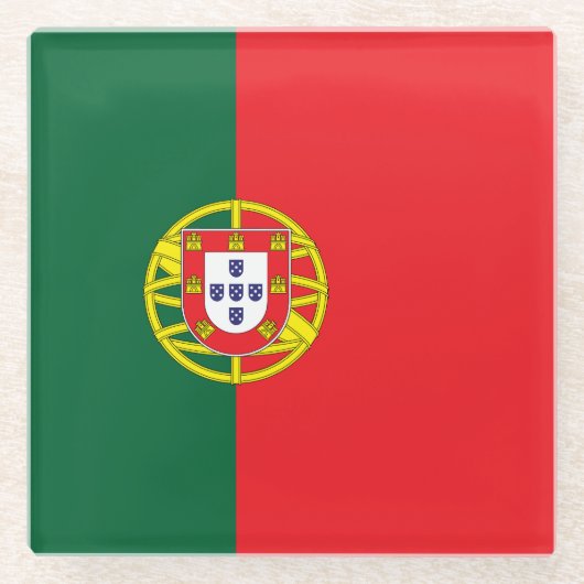 Portugese vlag glazen onderzetter (Voorkant)