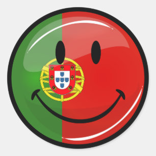 Portugese vlag glimlachen ronde sticker