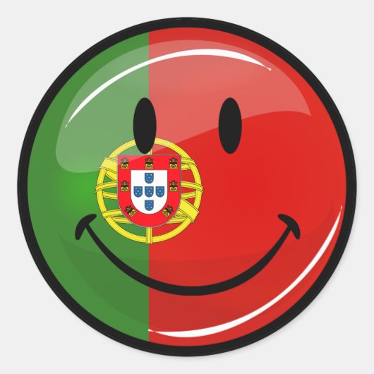 Portugese vlag glimlachen ronde sticker (Voorkant)