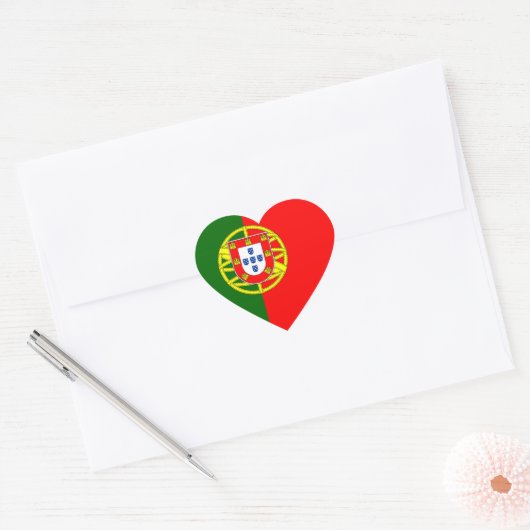 Portugese vlag hart sticker (Envelop)